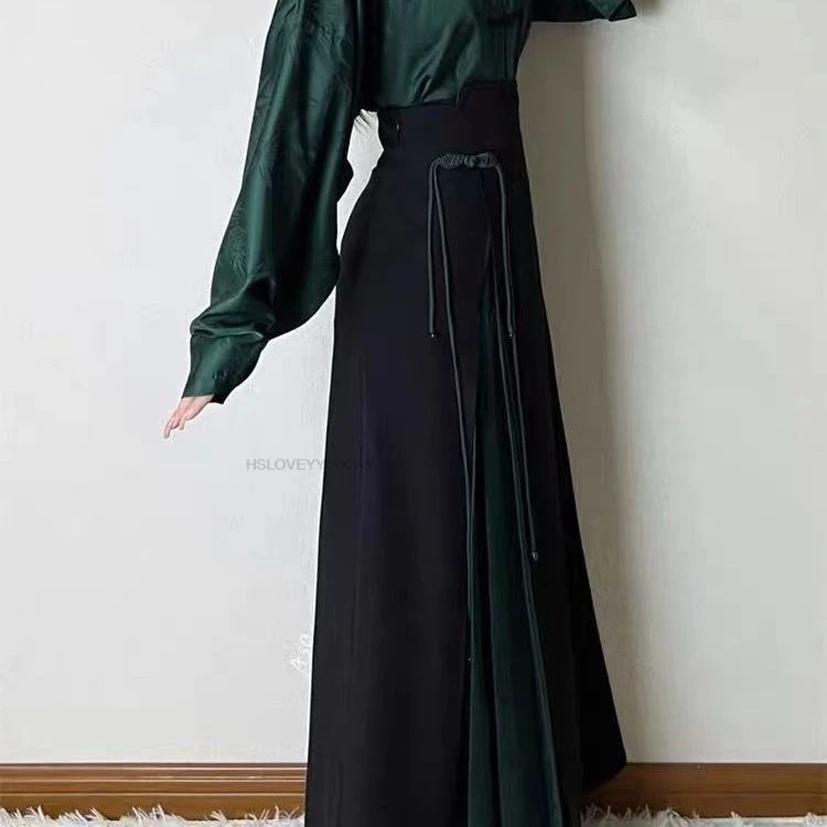 Autumn And Winter Improved Ancient Song Dynasty Hanfu Female Chinese Style Stand Collar Blouse Long Skirt Daily Hanfu