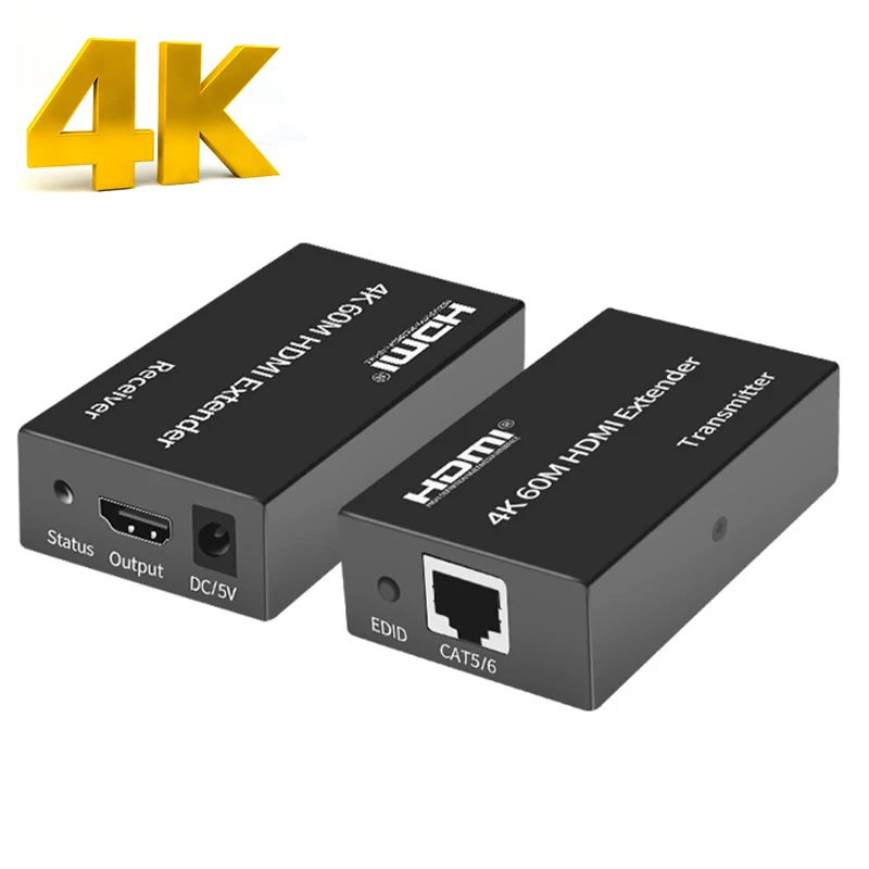 4K@30Hz 100M HDMI Extender over Rj45 Cat5e/6 Cable 60M 120M HDMI Ethernet Extender Video Transmitter Receiver kit for PC NVR TV