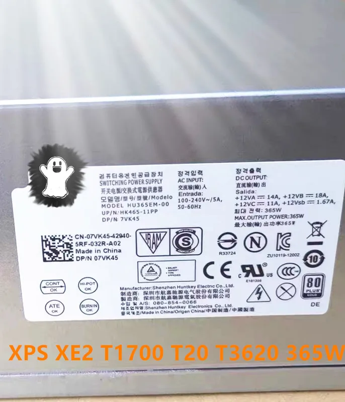 Original NEW For DELL XPS XE2 T1700 T20 T3620 365W Power Supply HU365EM-00 D365EM-00 07VK45 7VK45 0T1M43 T1M43 8pin+6pin+4pin