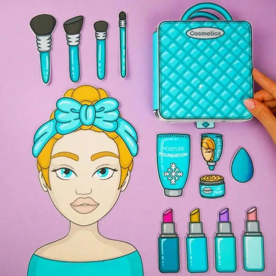 Makeup Bag Theme DIY Scrapbook Kit with paper, tape & double-sided tape, perfect for scrapbooks & puzzles, great gift for holida