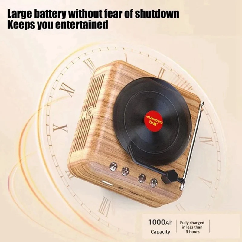 Rise-manovo-ビニールレコードプレーヤースピーカー,USB, Bluetooth v5.0,レトロポータブルスピーカー,TFカード,Uディスク,AUX再生