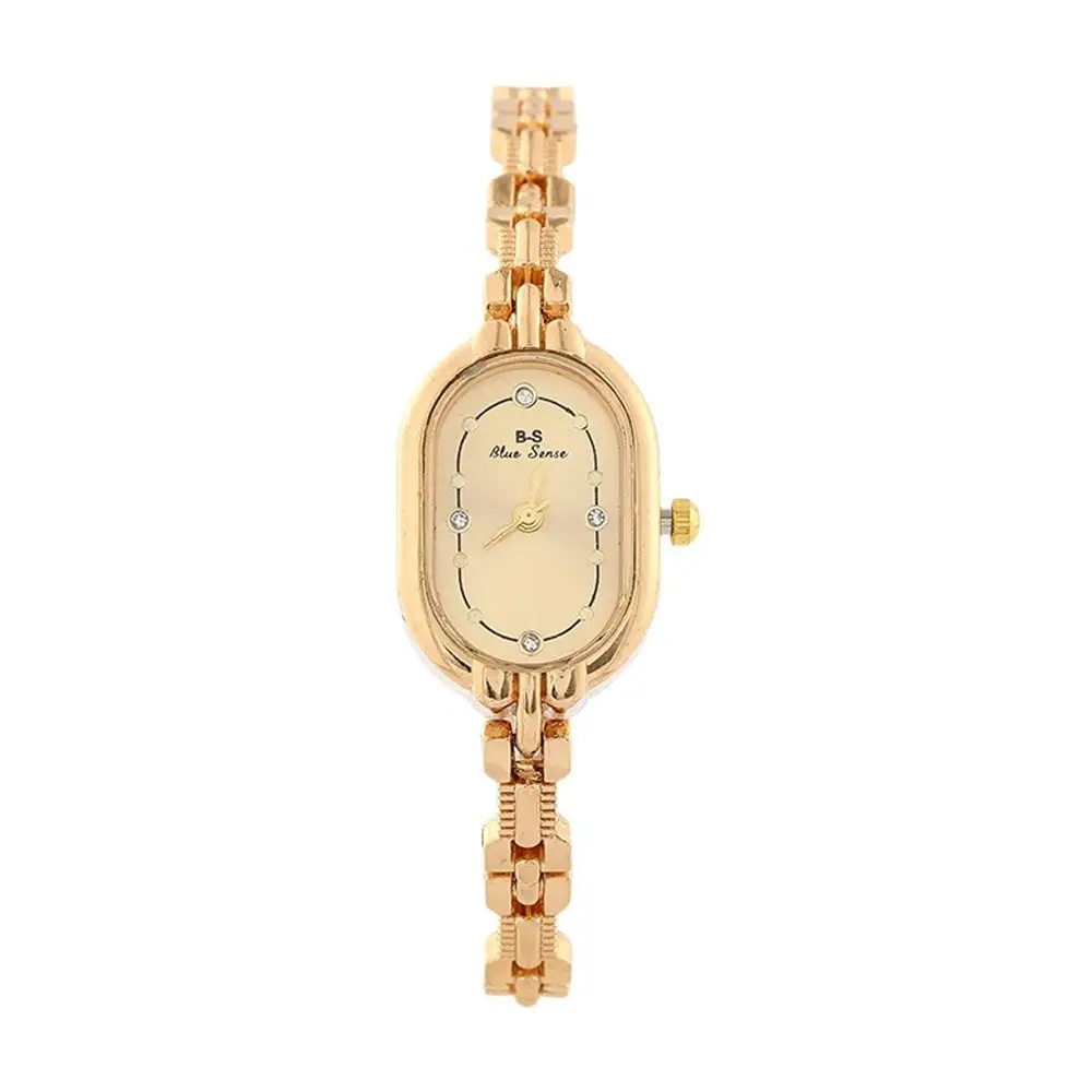 Fashion Rhinestone Women Quartz Watch Minimalist Adjustable Thin Bracelet Watch Alloy Oval Dial Small Dial Watch Versatile Wear