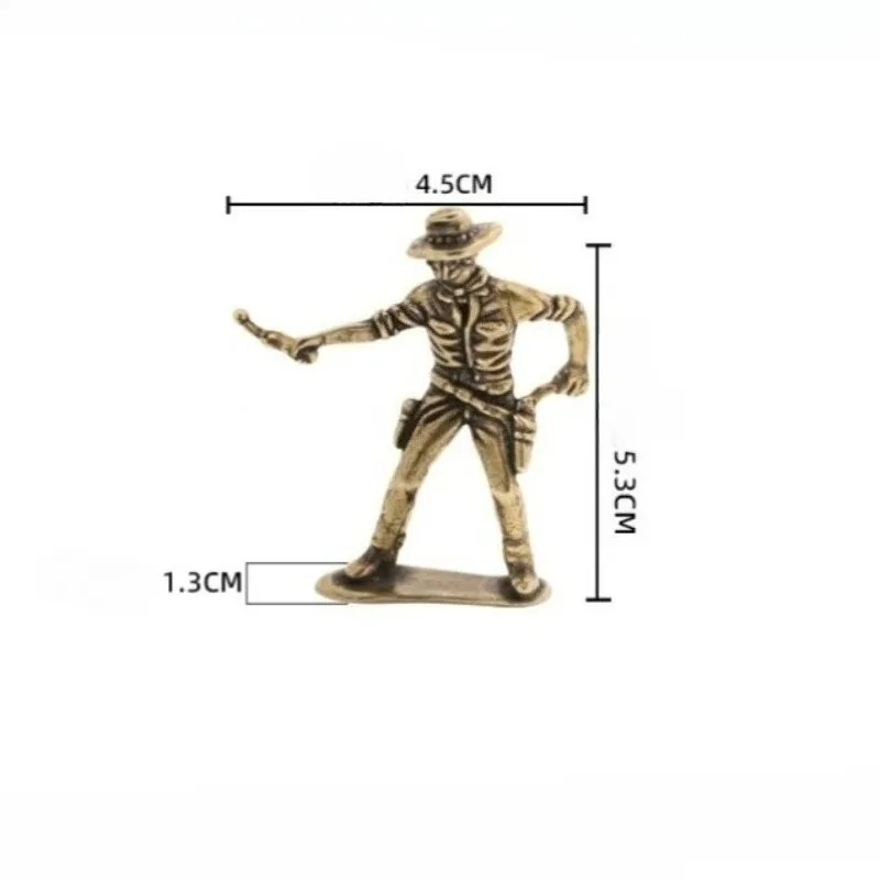 Western Cowboy Duel Shooting Figurine Ornament Creative Brass Small Toy Desk Pet Vintage Cowboy Gunfight Craft Collection Gift