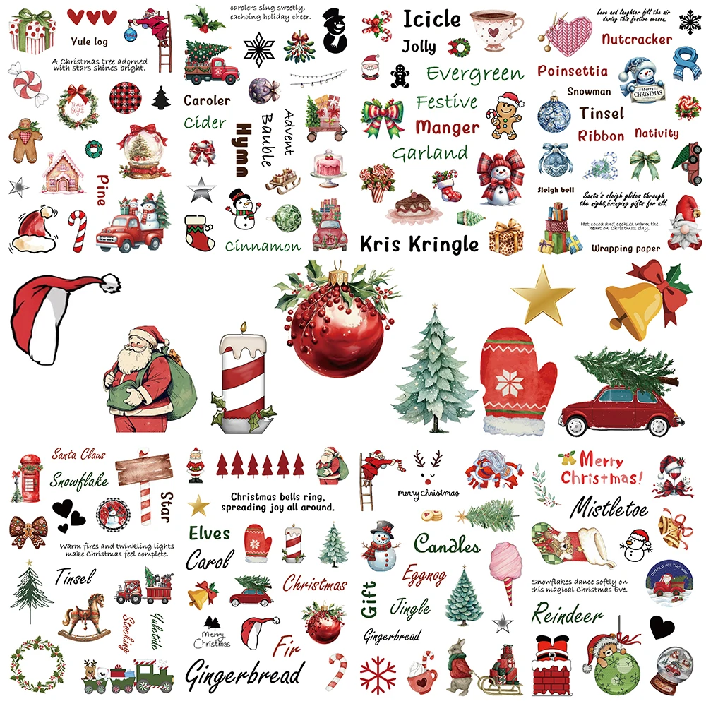 8/16PCS Happy Christmas Sticker Harajuku Laptop Luggage Casual Graffiti Phone Bicycle Waterproof Phone Room Skateboard Sticker