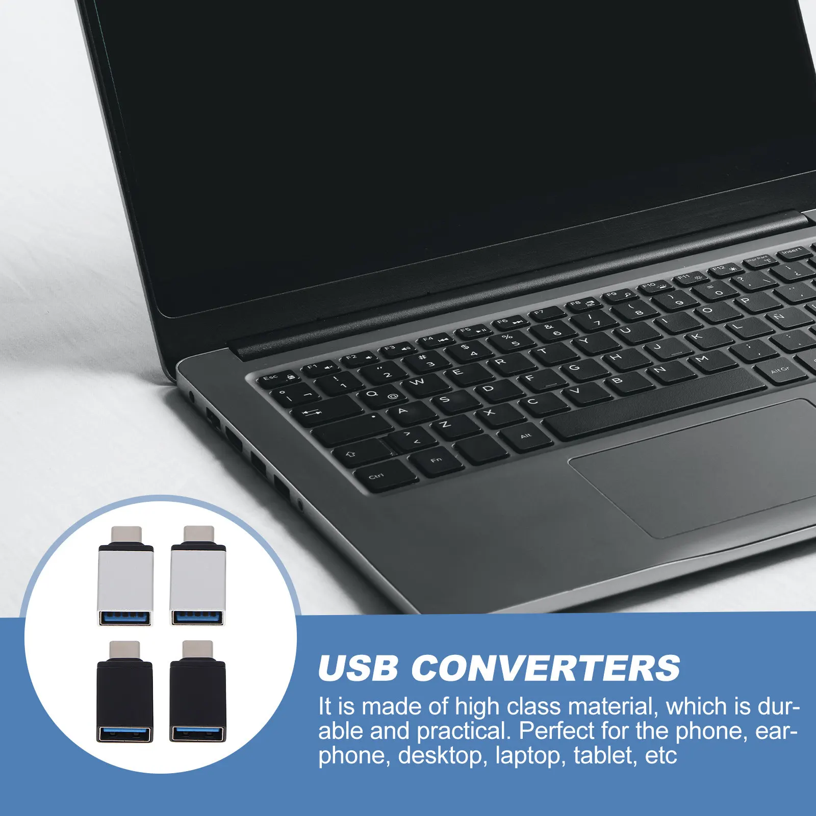 4Pcs Portable Type-C Converters Durable Practical Multi-Device Compatible Data Transfer and Charging Adapter for Phones Laptops
