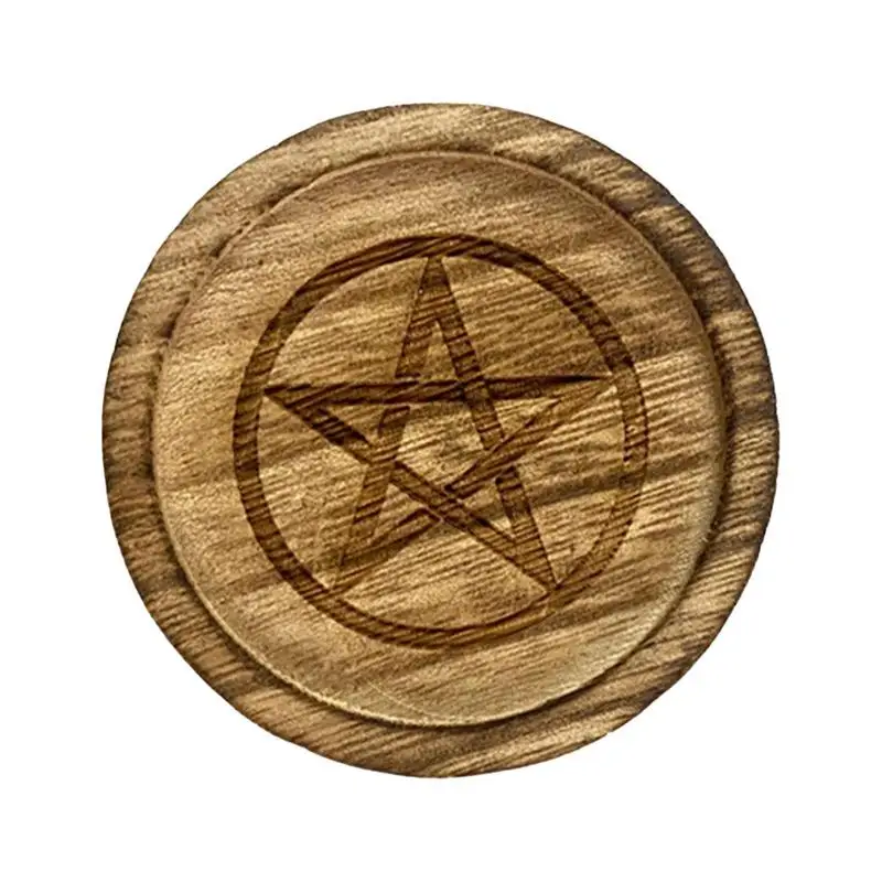 2 In 1 Pentagram Witches Wooden Candle Holder Altar Astrology Massage Candle Stand Divination Meditation For Wicca Ceremony