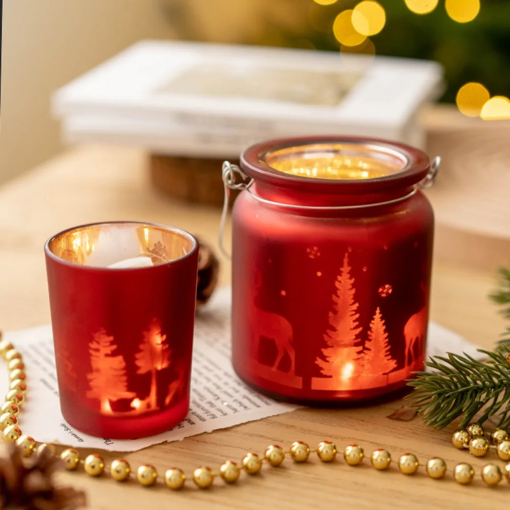 Tealight Candle Holders for Tea Light Candle Jar for Centerpieces Party Decoration Votive Candle Holder Elk Christmas Tree Decor