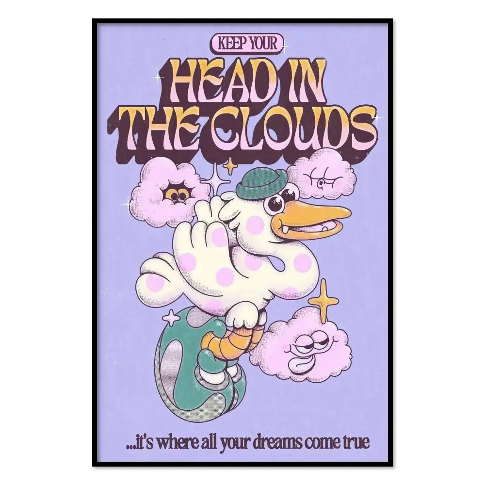 Head In The Clouds Poster Self-adhesive Wall Art Decorations Room Decor HD Frameless