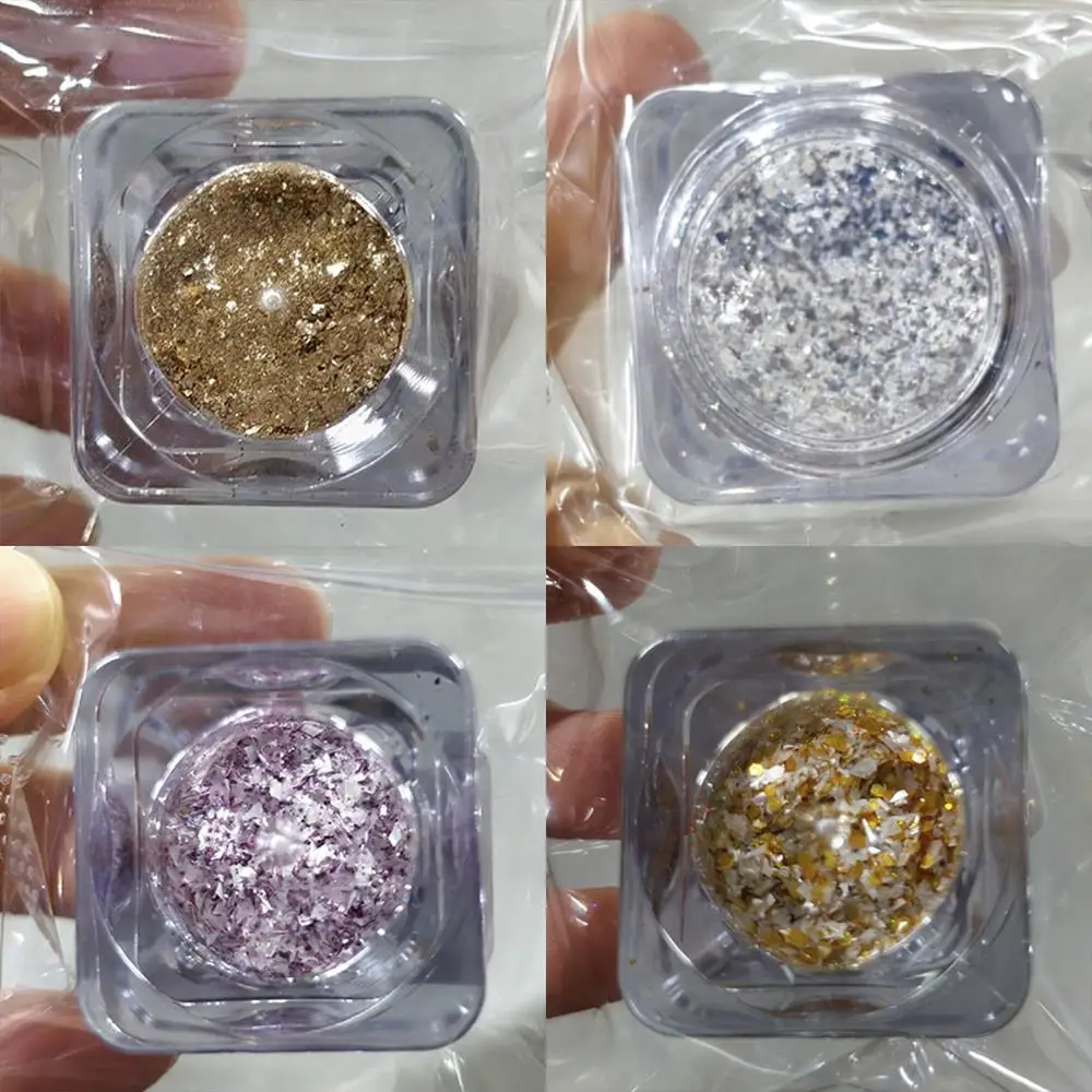 1 Glas (1,2 g) unregelmäßige Goldfolien-Nagelglitzer-Pailletten, glitzernde, ultradünne Nagelkunst-Flocken, holografische Maniküre-Deko, Opalpulver