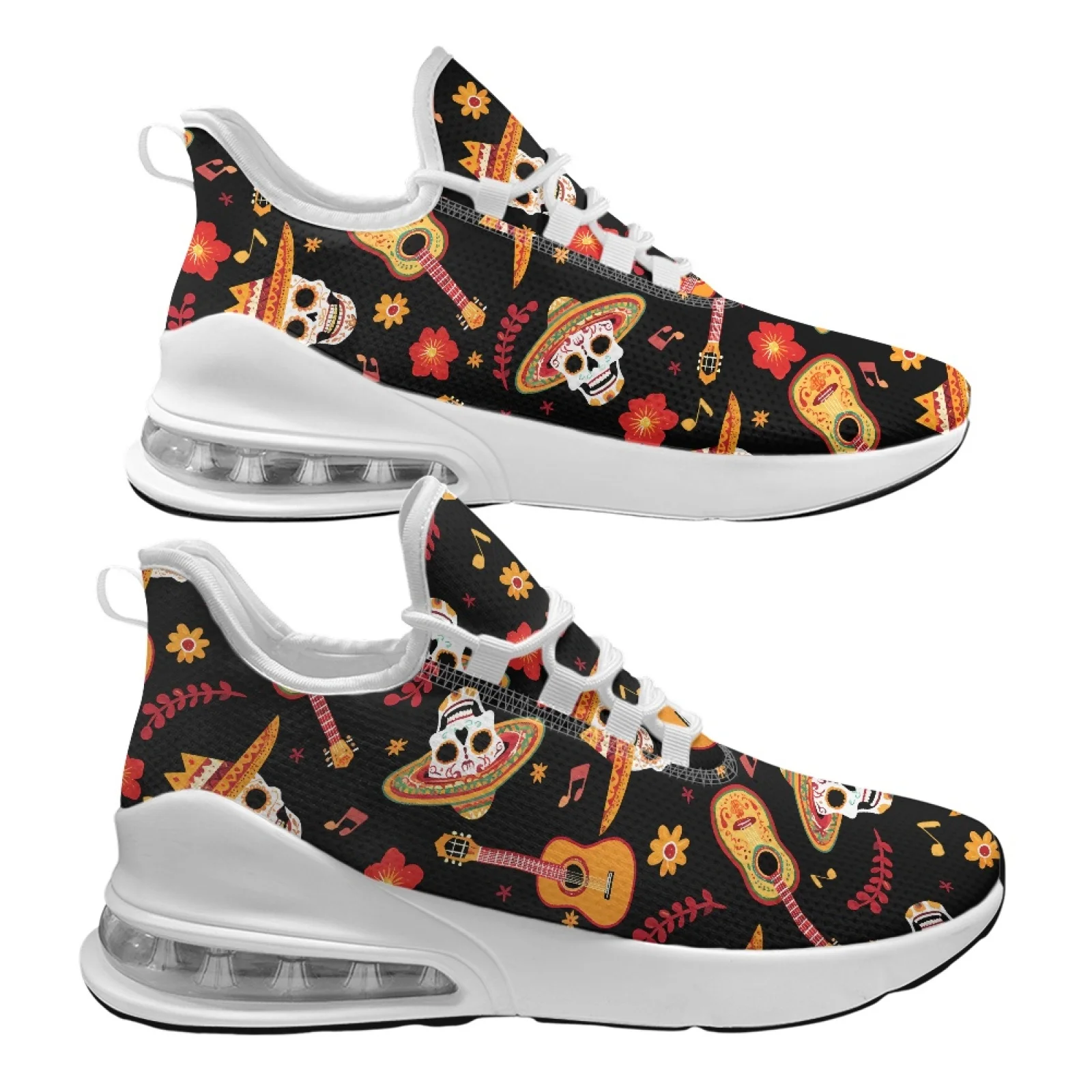 PENSTROLL Skull and Floral Fashion Womens Sneakers for Teenagers Walking Sports, Breathable Running Shoes for Women - view 5