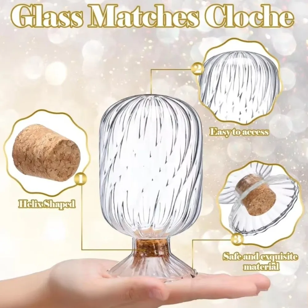 Portable Transparent Storage Jar Glass Inverted Matchstick Jar Lid Spiral Match Holder Organizer Bathroom Decoration