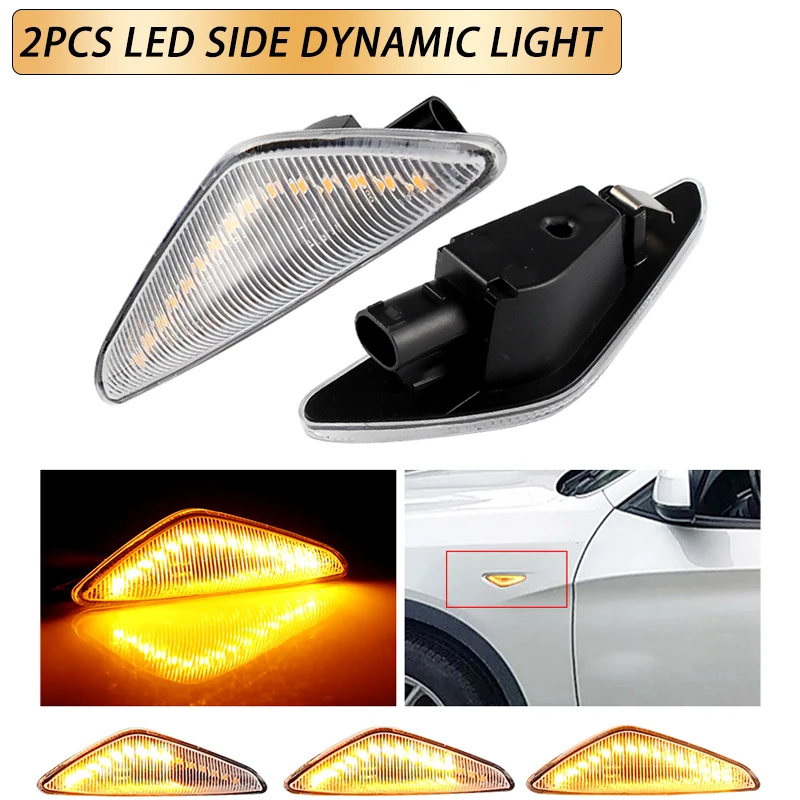 2PCS Clear Lens LED Side Fender Marker Lamp Amber Turn Signal Blinker Indicator Lamp For BMW X3 F25 X5 E70 X6 E71 E72 2007-2014