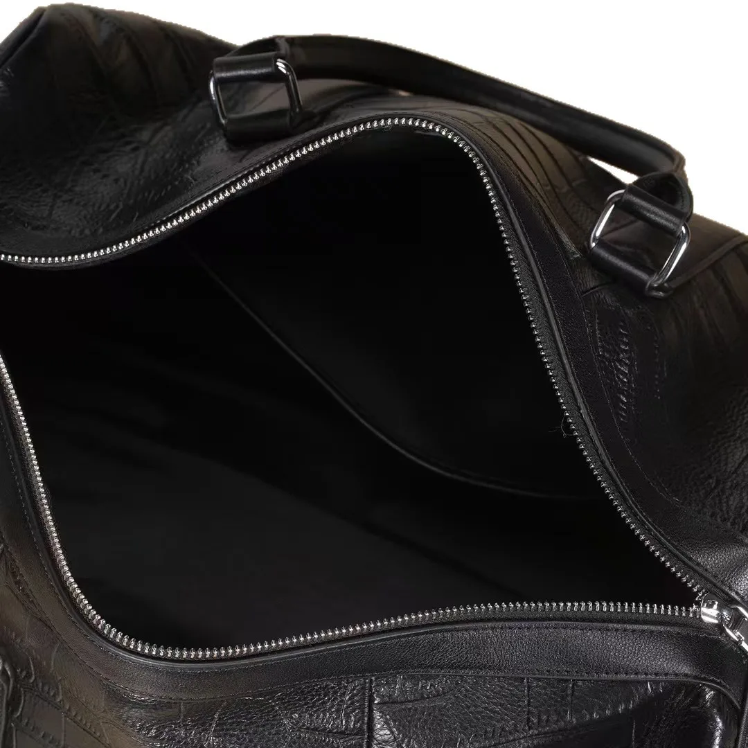 Authentic Croc-Embossed Leather Duffel Bag, Men's Spacious Carryall Weekender with Tear-Resistant Base, 3-in-1 Gym/Travel Tote