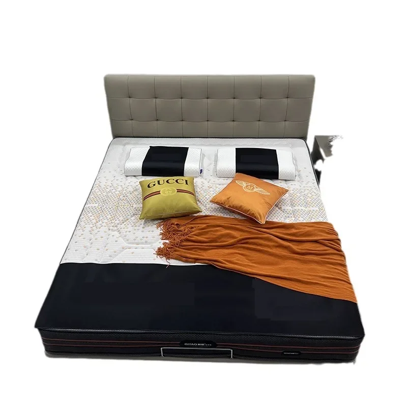 

Premium, waffle bed, Italian, minimalist, style, smart, sensor light, modern, simple, small apartment, double, floating bed