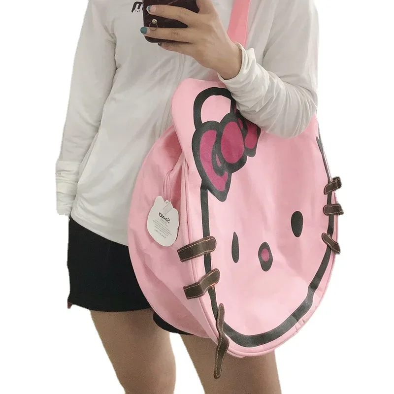 Hello Kitty borsa grande casual in tela da donna ins borsa a tracolla semplice di grande capacità borsa per la spesa versione coreana tote bag