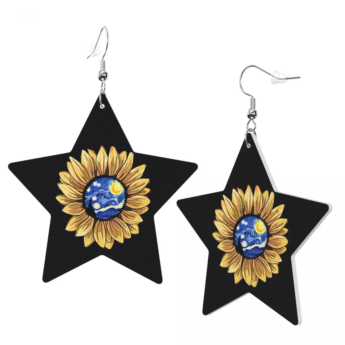 Custom Vincent Van Gogh Painting Collage Dangle Drop Earrings Leather Earrings for Women Fashion For Party