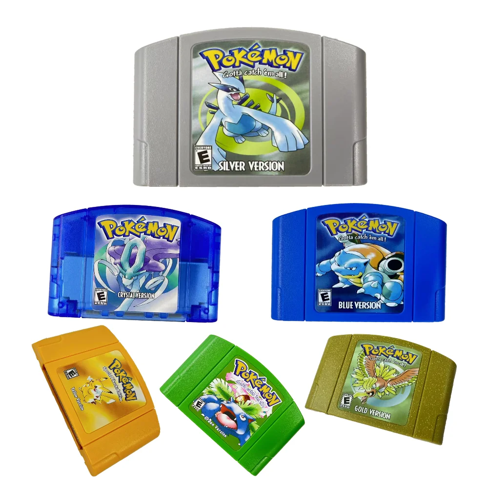

N64 Game Cassette, US Version, 64-bit, Pokémon Series Crystal/red/yellow/blue/green English Game Cassette, Gifts， Toys，