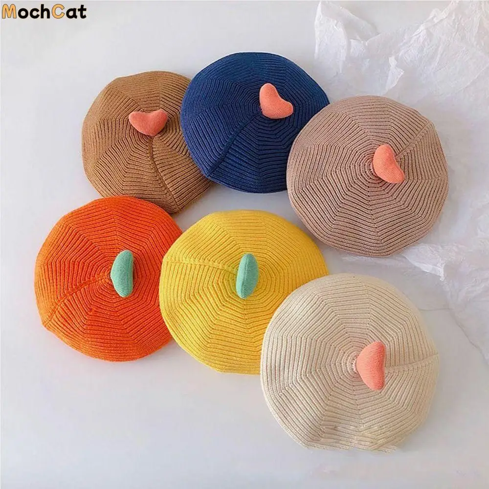 

Warm Lovely Cotton Newborn Baby Knitted Beret Windproof Infant Beanie Hat Baby Hat Toddler Painter Hat Pumpkin Cap