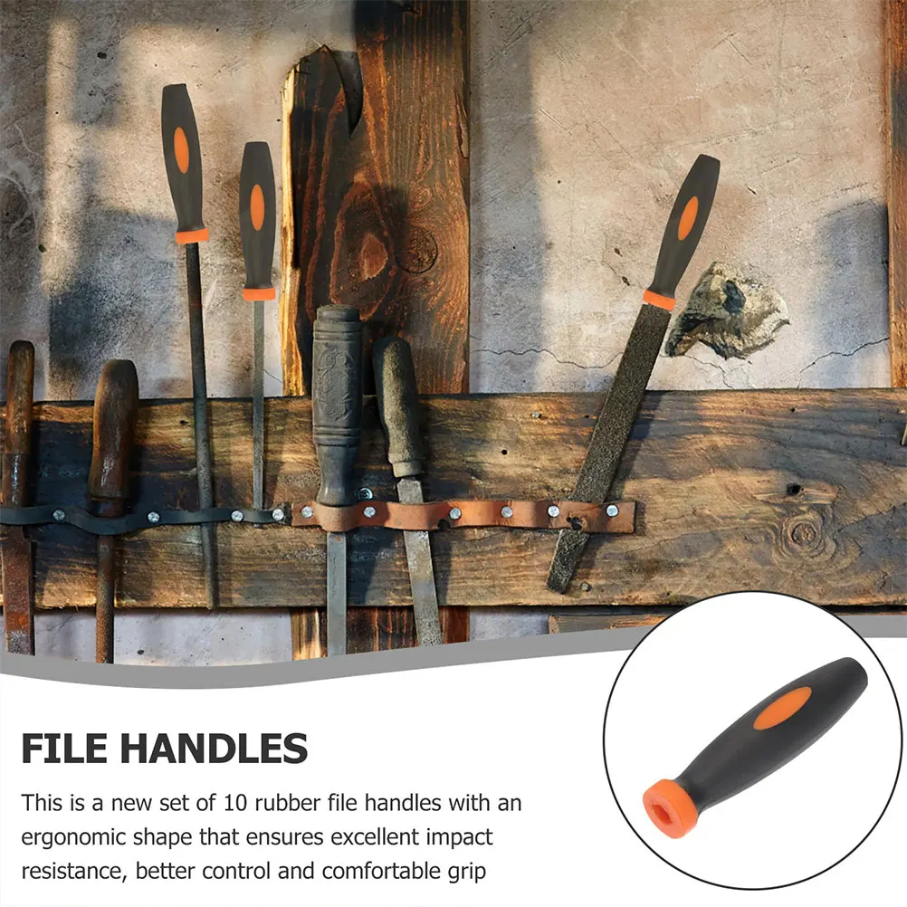 

12pcs Two-tone Rubber File Handles 5.5inch Ergonomic Non-slip Replacement for Tools Chain Milling Repair Work