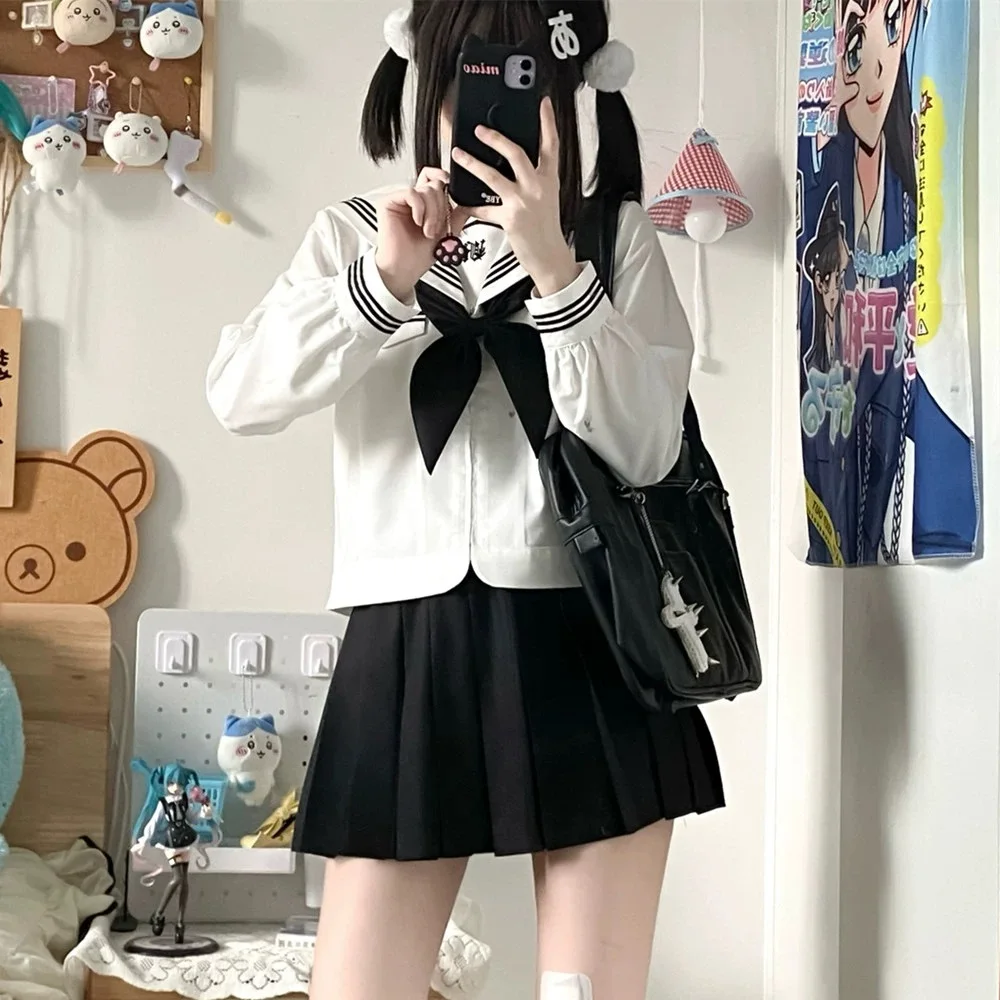 Japanese School Uniform White Sailor Outfit South Korea Long Short Sleeve Sailor Suit for Teens Sailor Fuku Students Jk Uniforms