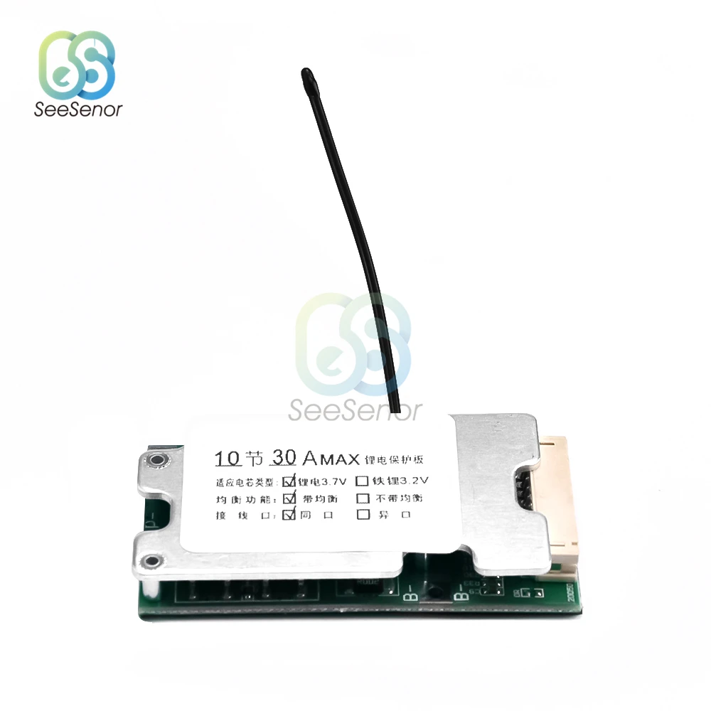 10S 36V 30A بطارية ليثيوم شحن لوح حماية BMS PCB 18650 بطارية ليثيوم أيون التوازن المتكاملة لوحة دوائر كهربائية