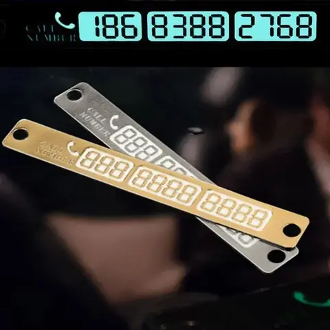 Metal Car Phone Number Temporary Parking Card Aluminum Stickers Notification Night Light Sucker Plate Telephone Number Park Stop