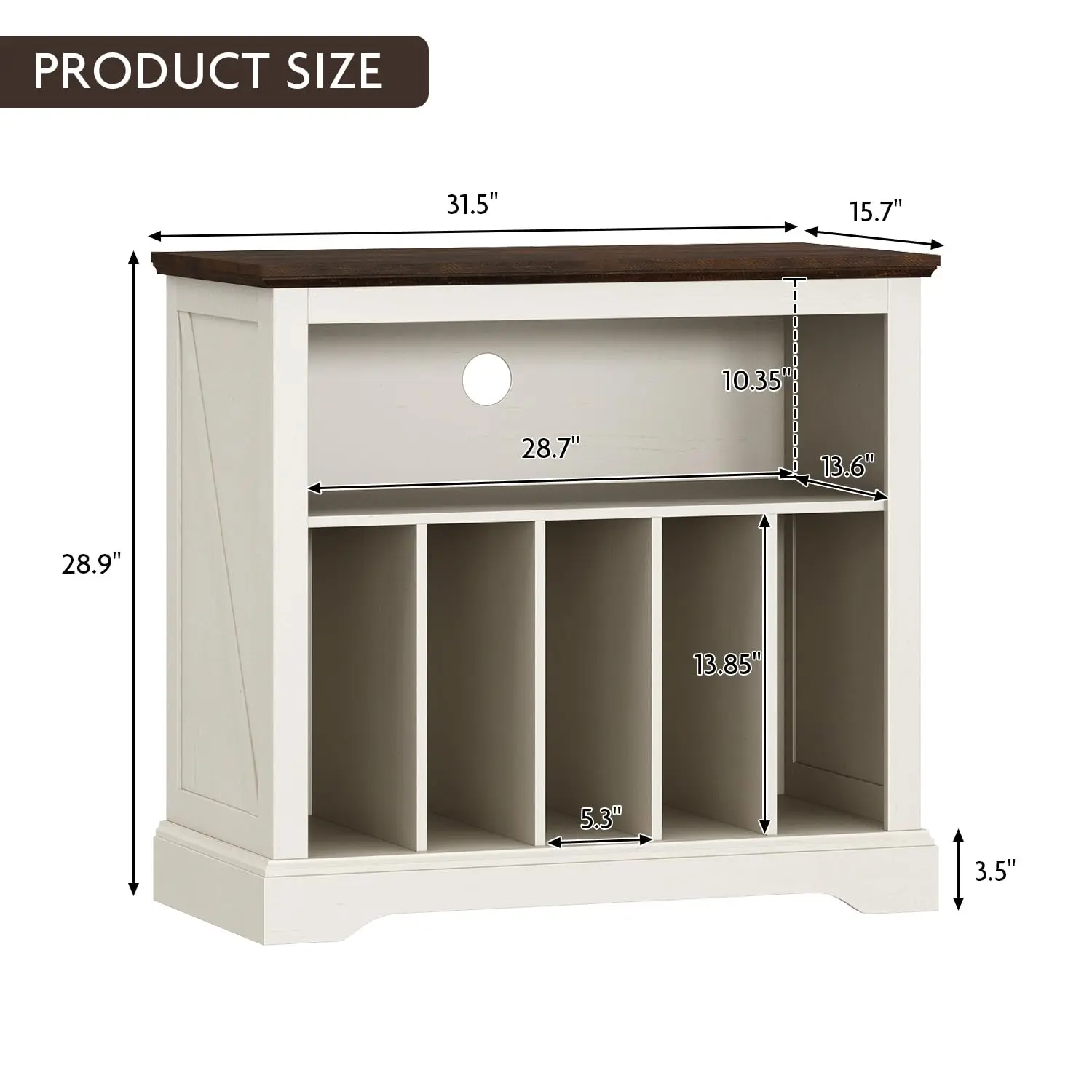 Farmhouse Record Player Stand & Vinyl Storage Cabinet, Turntable Holder with Media Shelf for Living Room Bedroom, Customized