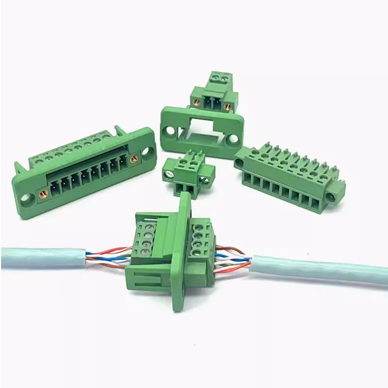 10Sets solder-free through the wall 15EDGWC-3.5mm plug-in terminal male and female pair plug-in fixed panel with flange ears