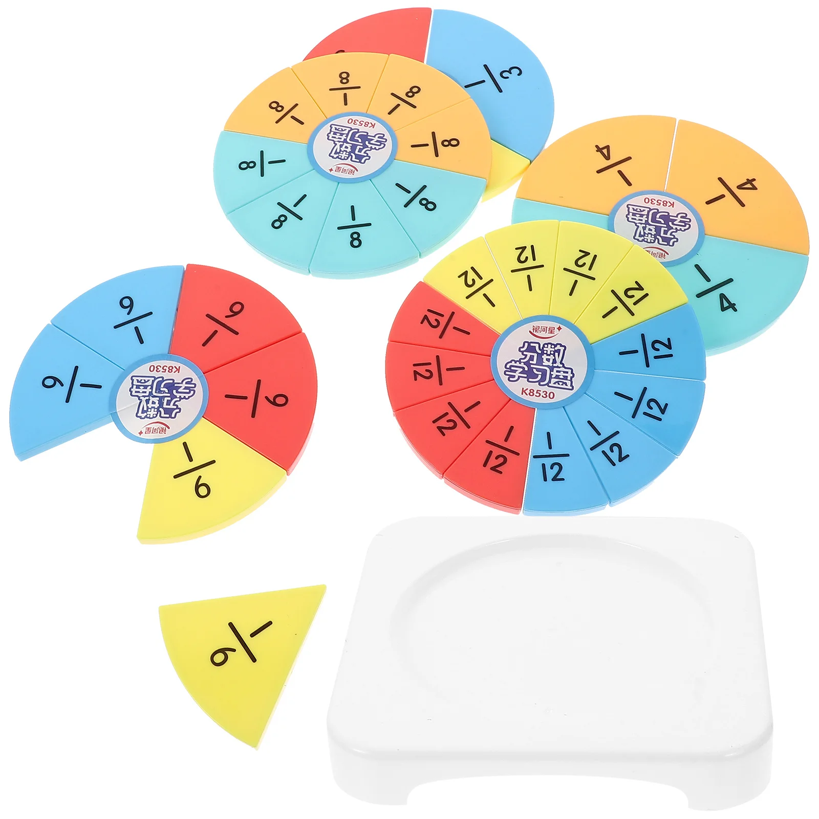 1 conjunto de quebra-cabeças de torta de fração de material premium para crianças, ferramenta colorida de ensino de matemática, estudantes do ensino fundamental