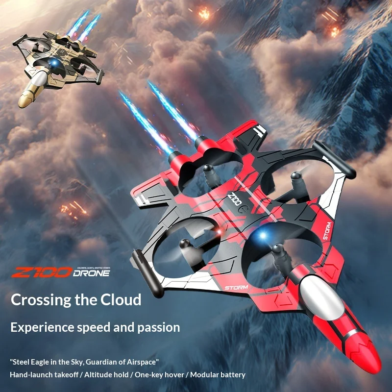 QZRC Z100 Fighter Drone Altitude Hold 360 Flip LED Light Hand Throw 2.4G EPP Foam Anti-collision Kids RC Aircraft Gift
