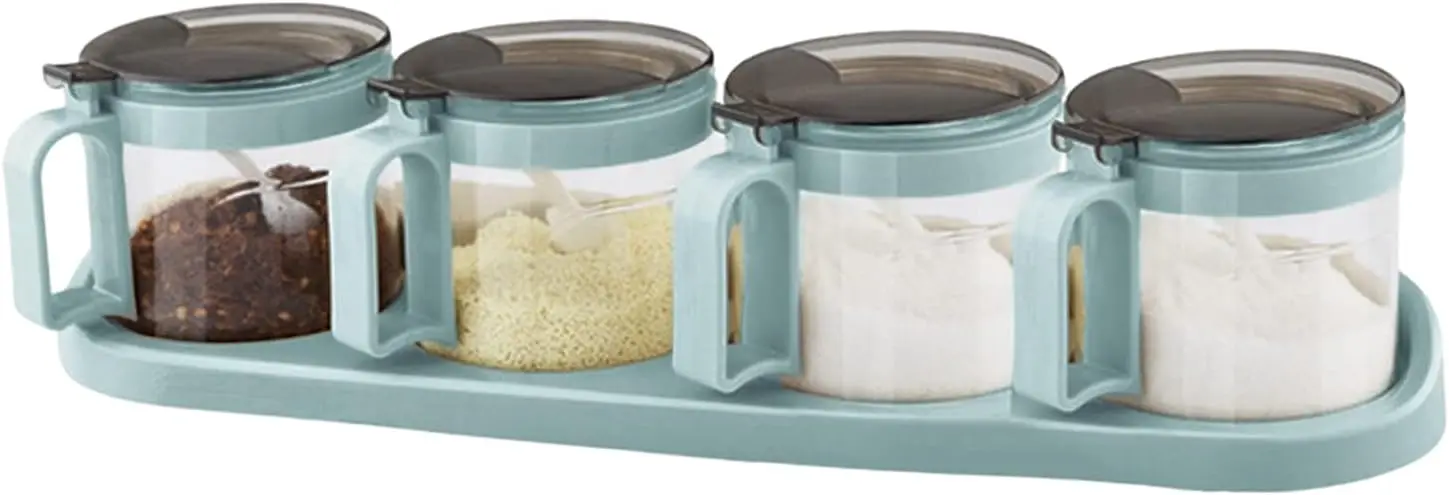 Caja de Condimentos Gourmet con Cucharas, Juego de Frascos de Especias de Vidrio, Botella para Condimentos, Utensilios de Cocina
