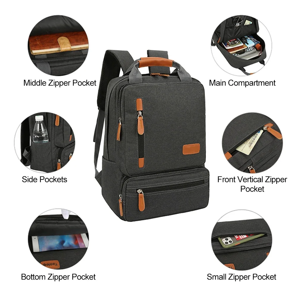 3-teiliges Rucksack-Set für Damen und Herren, Laptop-Rucksack, Schultertasche, kleine Tasche für Reisen, Schule, Arbeit, College – Detail 14