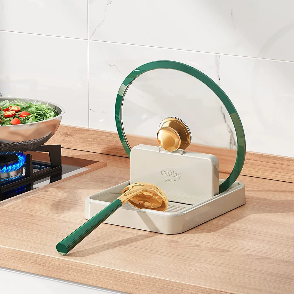 

Pot Lid Holder Foldable Kitchen Spoon Rest Plastic Countertop Lid Stand Non-Slip Multi-Function Organizer
