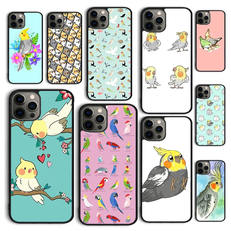 Autumu Parrot Birds Cockatiel Phone Case Cover for iPhone 16 15 12 mini 11 13 14 Pro Max SE 2020 Apple 6S 7 8 Plus Coque