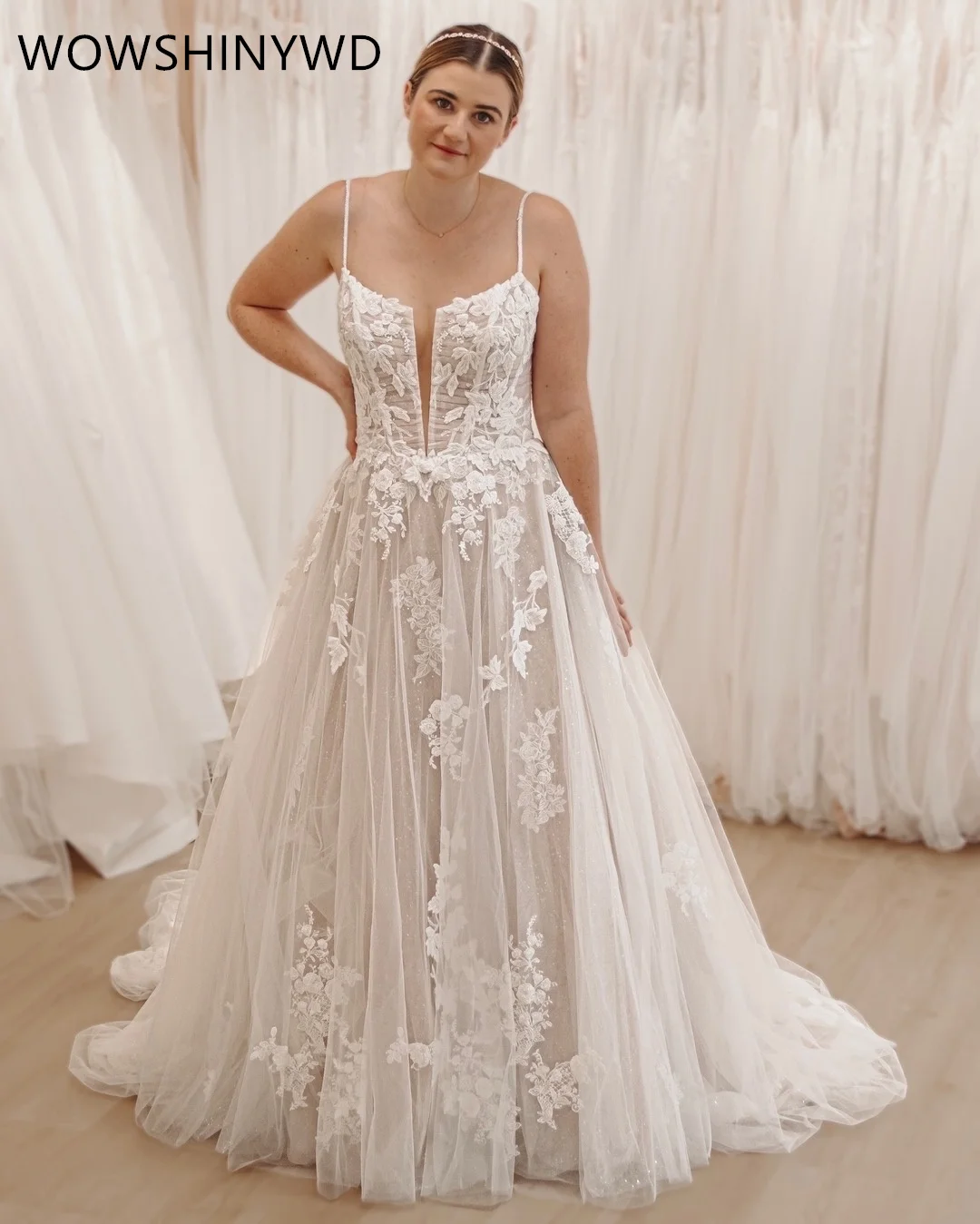 2024 Plus Size Land garten Spaghetti Elfenbein Spitze A-Linie Strand Sommer Braut Hochzeit Dreses Kleider Robe de Mariée Zj104