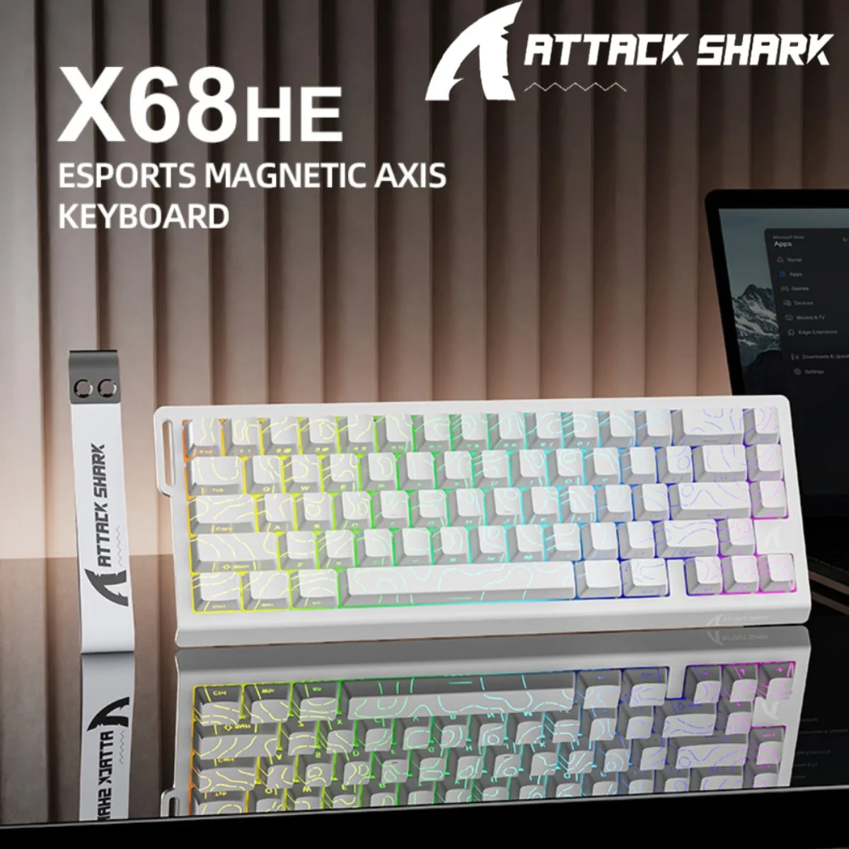

ATTACK SHARK X68HE Wired Gaming Keyboard Magnetic Switch RGB 8K E-Sports Mechanical Keyboard 0.01mm RT Accuracy 128K Scan Rate