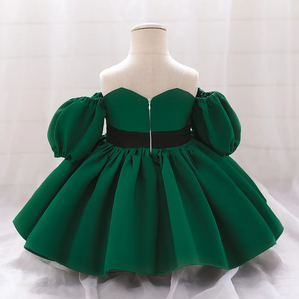 Baby Christmas Dress For Girls Toddler 1 Year Birthday Wedding Party Dresses Lantern Sleeve Girl Princess Green Xmas Costumes