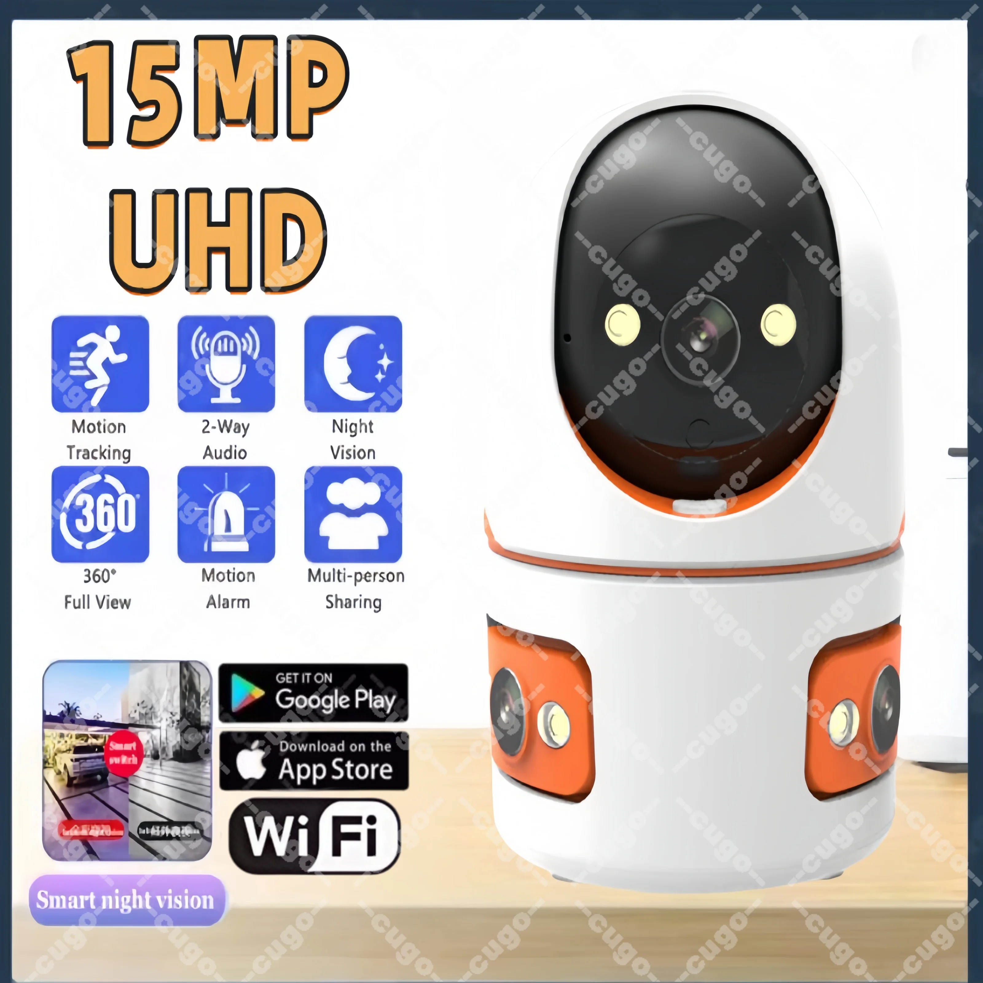 15MP WiFi Camera Three screens Three lens Home Indoor IP Cameras Color Night Ai Tracking Security CCTV Surveillance Baby Monitor