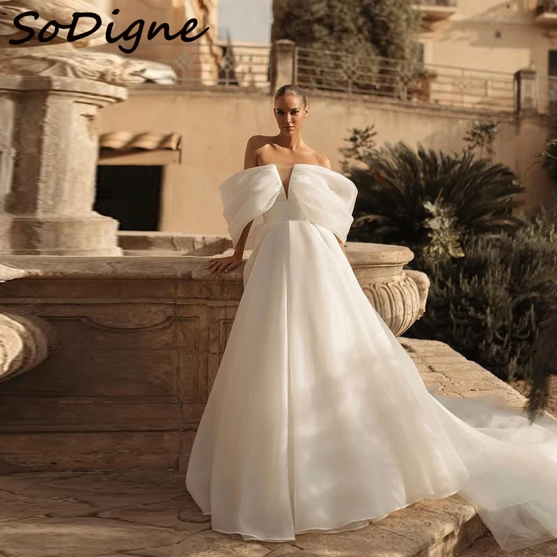 

SoDigne A-line Organza Wedding Dresses Off Shoulder Bridal Dress Beach Long 2025 Wedding Gown Robe De Mairee ﻿Customized ﻿