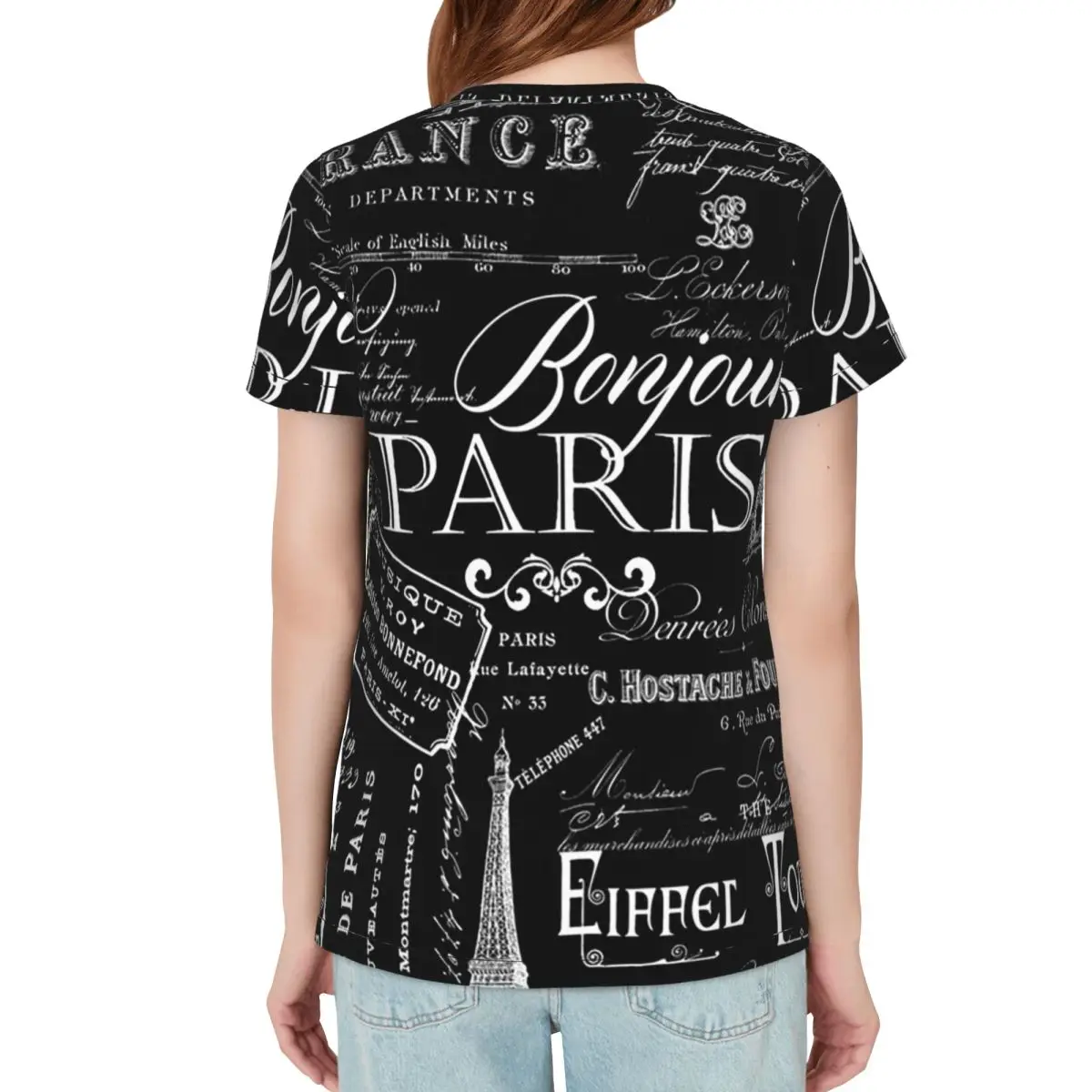 Vintage Paris French Lifestyle With Eiffel Tower T-Shirt Women Short Sleeve T Shirts Crew Neck Clothing Cotton Summer Tees