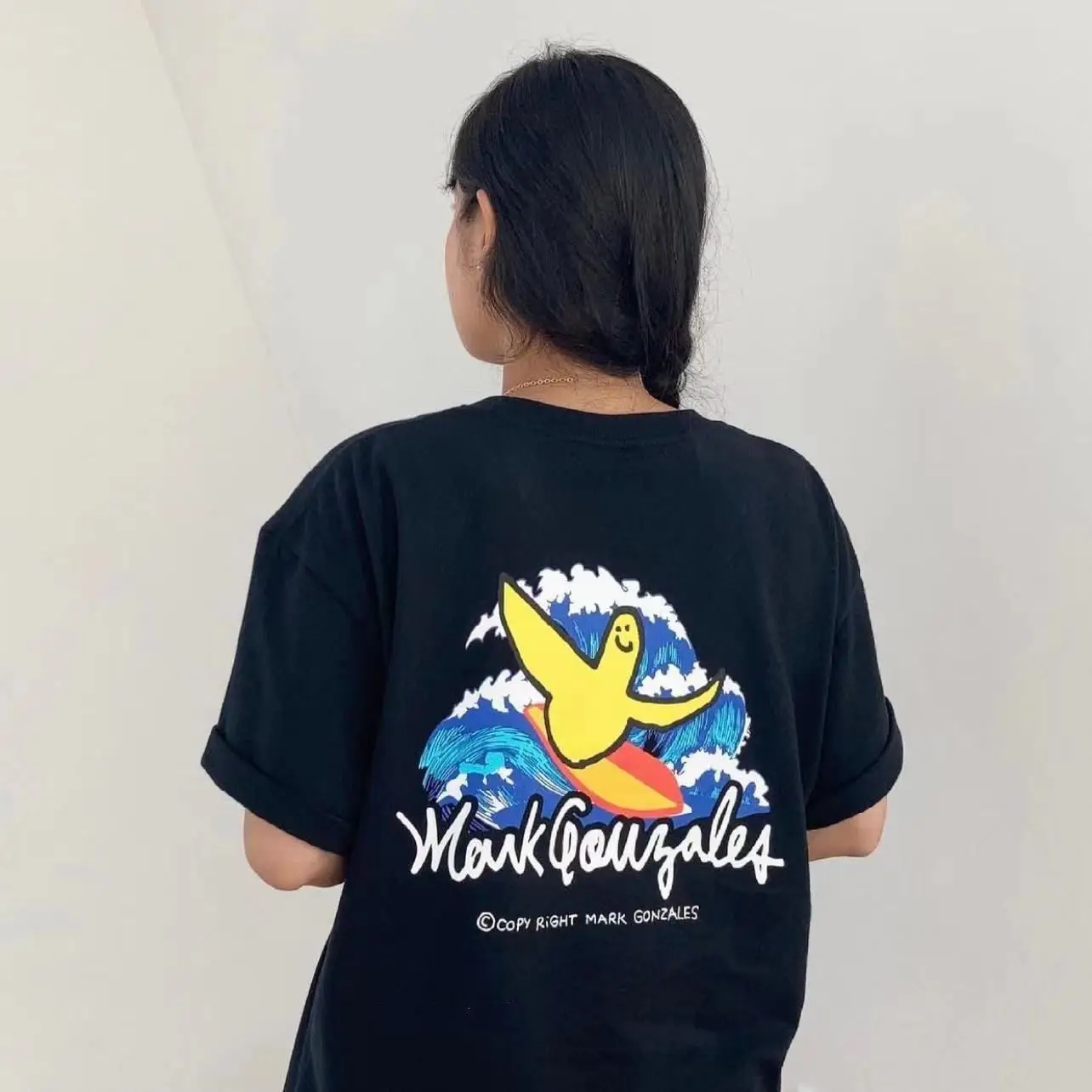 

Мужские и женские футболки с короткими рукавами, чистый хлопок, роскошные, высокое качество, принт «Маленький летающий человек», корейский бренд, лето