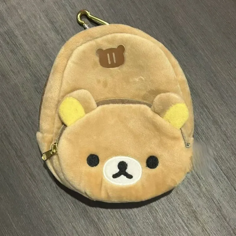 

Rilakkuma Big Face Coin Purse Cute Little Bear Backpack Charm Earphone Pouch New Stylish Plush Brown Bear Zipper Cotton Charm