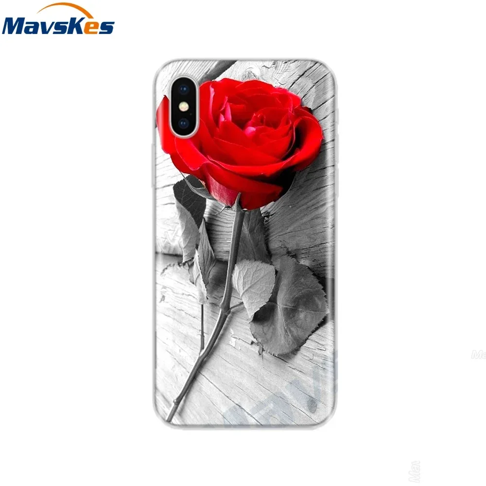 Luxury Shockproof Silicone Phone Case For iPhone X XS XR XS Max Case Flora Flower Protection Back Cover for Apple iPhone X Cases