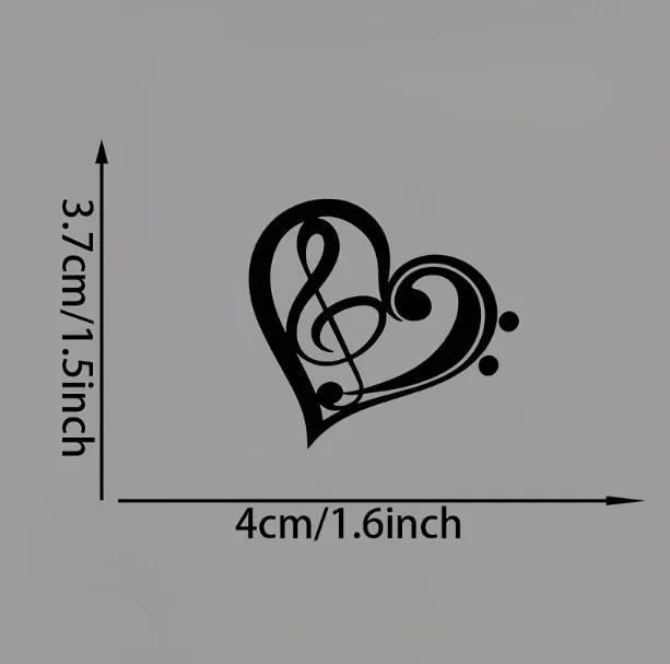 3Pcs Featuring a Bass and Treble Clef Heart Design Car Windshield Wiper Stickers |   Car Decorative Decals, Car Body Anti-Scratch Protective Cover, Self-Adhesive Vinyl Material, Matte Finish.