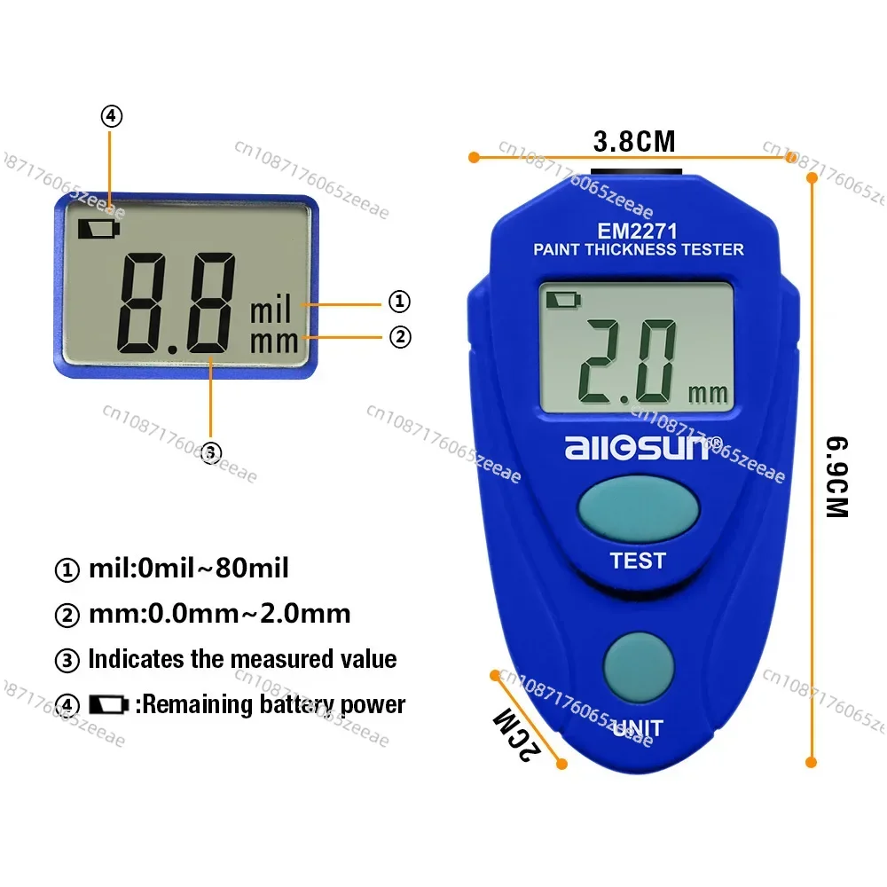 For Em2271 Em2271a Digital Mini Automobile Thickness Gauge Car Paint Tester Thickness Coating Meter Ship From Russia