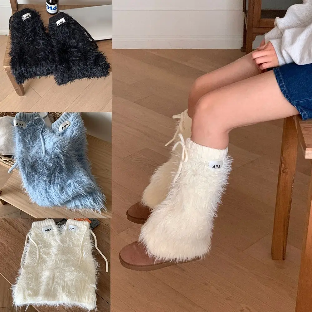 Y2K Fur Boot Socks Women Faux Fur Leg Warmers Fall Leggings Jk Boots Stocking Harajuku Fur Foot Warming Cover