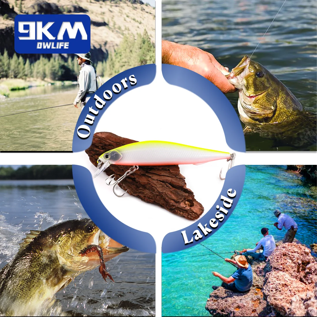 9KM Minnow — señuelo hundido para agua salada con anzuelo triple - imagen 3