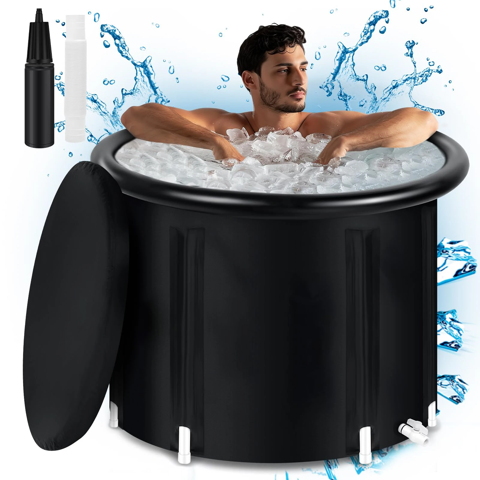 2026 Inflatable Portable Ice Tub Cold Plunge Tub Ice Bucket Athlete Recovery Portable Soaking Bath Tub