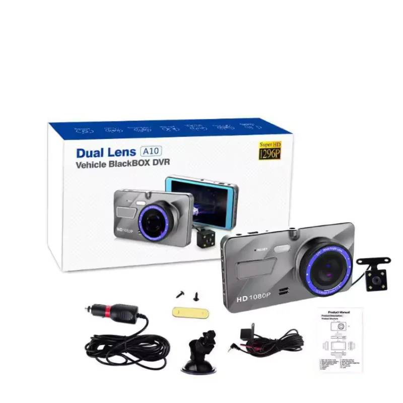 

4-Inch Metal A10 Touch Screen Double Lens Dash Cam High Definition Starlight Night Vision 1080 Reverse Image For Electric Cars