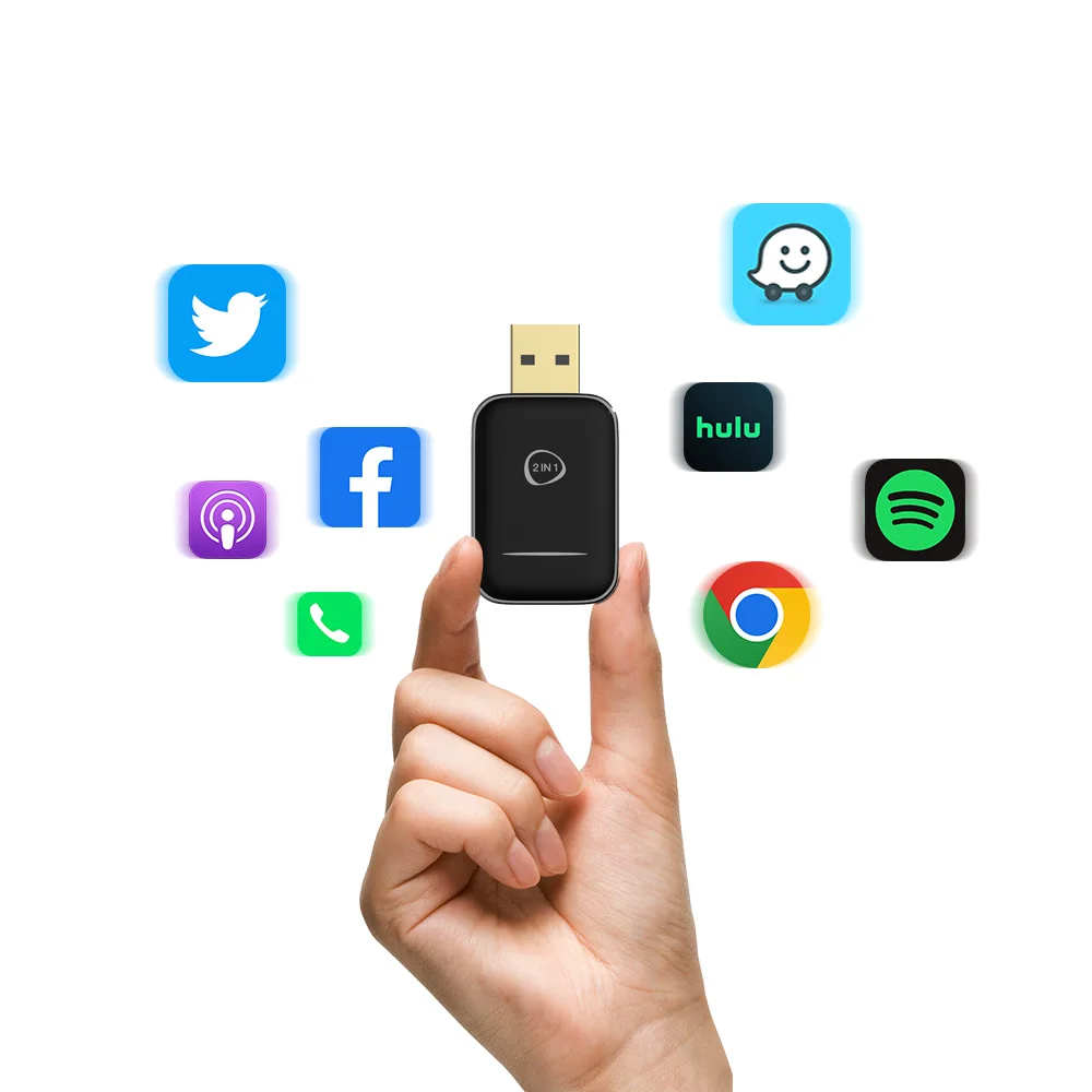 Adapter bezprzewodowy CarPlay Android Auto Plug&Play USB Dongle Bezprzewodowy Dongle do samochodów z przewodowym CarPlay/Android Auto